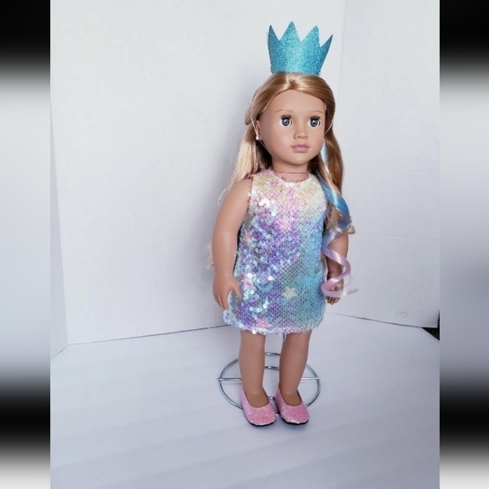 Birthday Sparkle Rainbow Party Dress for 18" American Girl Sized Dolls